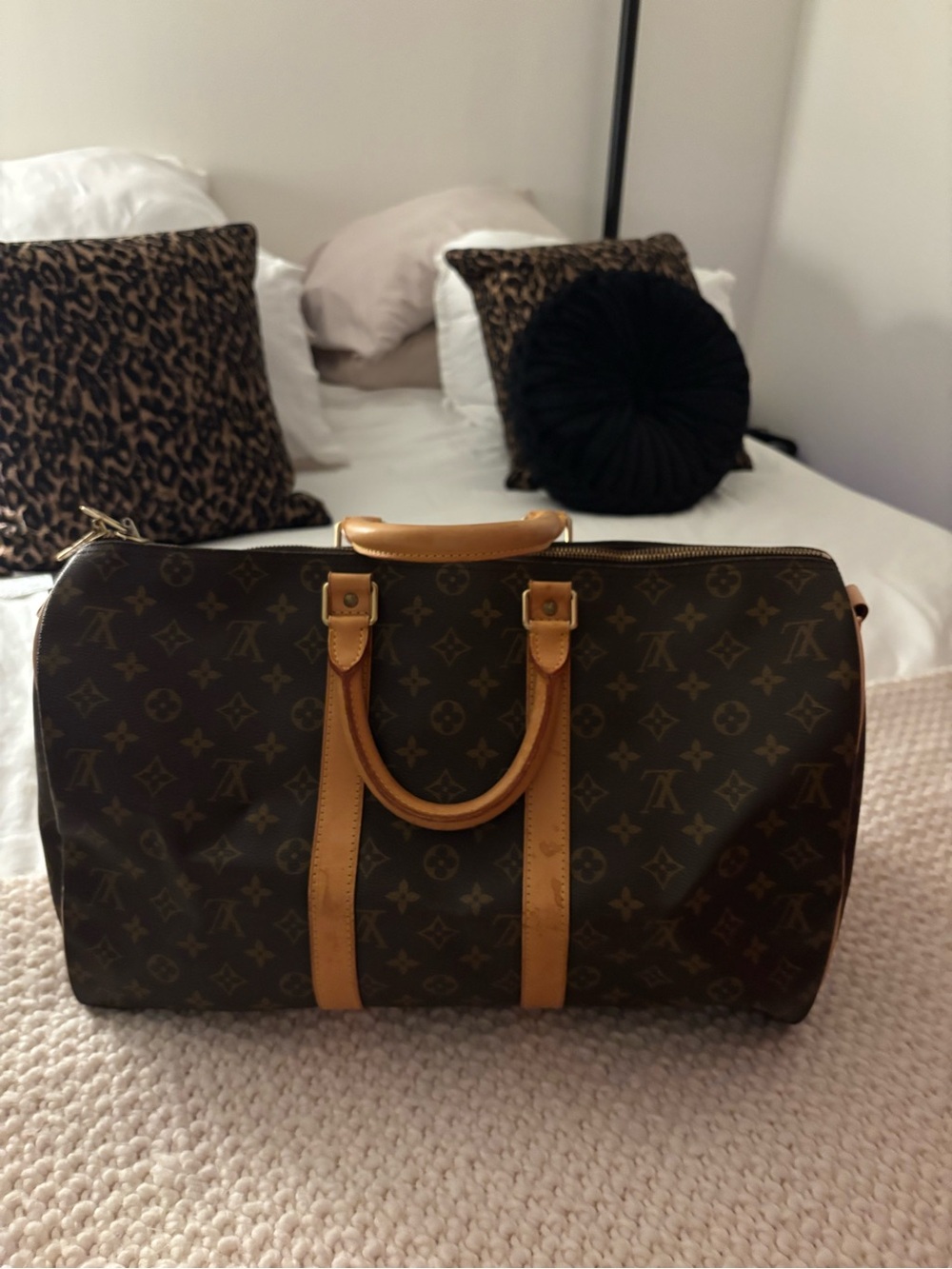 Louis Vuitton Monogram Travel Duffel in Brown and Tan